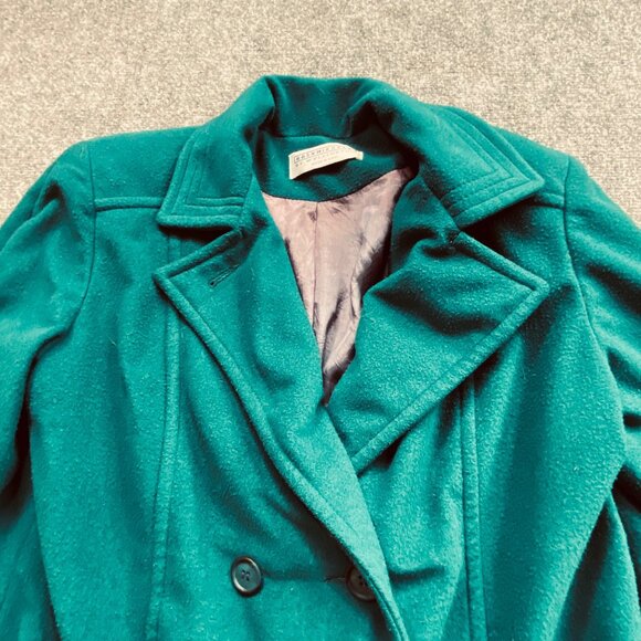 VTG Kashmiracle By Wellington Jacket Women's 9/10 Teal Double-Breasted Coat USA - Picture 2 of 12